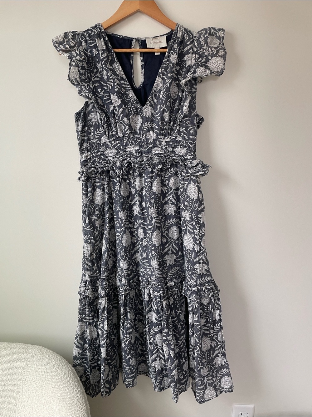 Cleobella Cherie Floral Ruffle Midi Dress Medium Organic Cotton - Picture 2 of 7